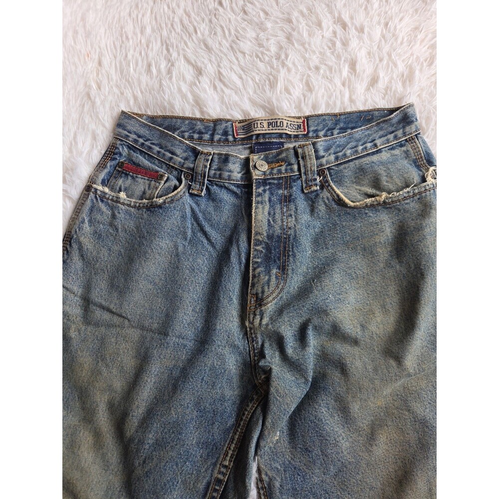 US Polo Assn Carpenter Jeans 31 X 32 Relaxed Wide Leg Distressed Vintage - Picture 2 of 16